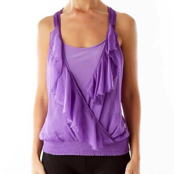 Cache Tops - Cache Purple Ruffled Blouse